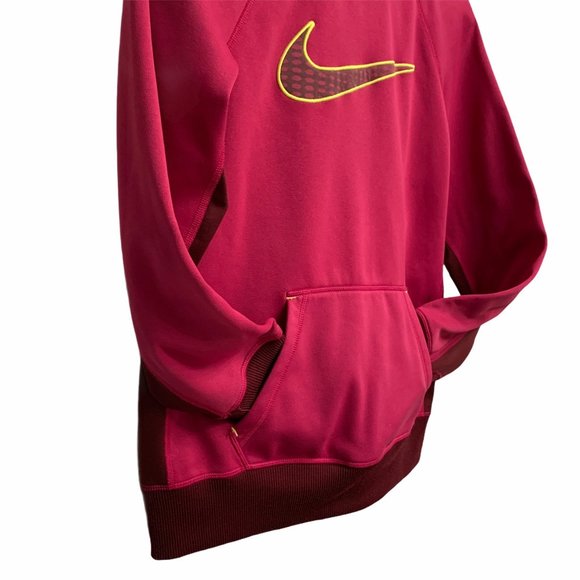 Nike Therma Fit Fleece Hoodie Neon Swoosh Medium - Picture 4 of 12